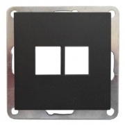 Накладка с суппортом розетки  компьютерной  и телефонной на 2 входа (черн.бархат) БЕЗ разъема LK60
