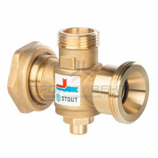 Клапан термостатический смесительный STOUT -  1"1/2 x 1"1/2 x 1" (НР/НГ/ВР, преднастройка на 70°C)