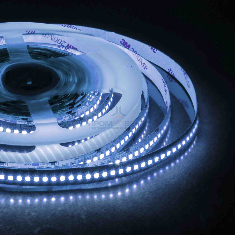 00-300 Светодиодная лента, 24В, 18Вт/м, smd2835, 168 д/м, IP20, 2000Лм/м, подложка 10мм, 5м, холодный белый.